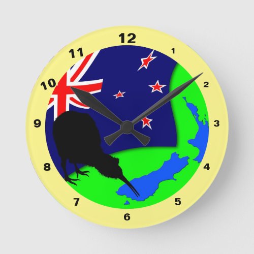 Royal Kiwi Bird  New Zealand Map _ Bro Clock