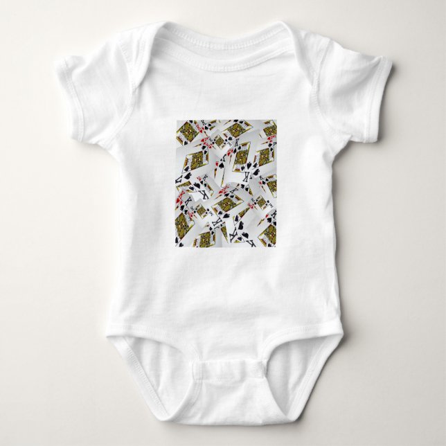 "Royal Layer: A Stack of Kings Poker Cards" Baby Bodysuit (Front)