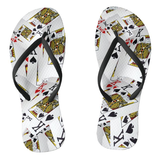 "Royal Layer: A Stack of Kings Poker Cards" Flip Flops (Footbed)