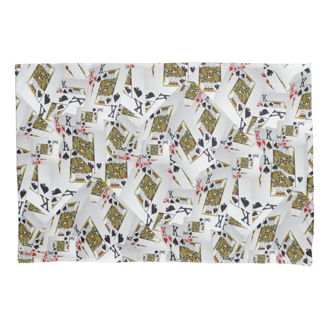 "Royal Layer: A Stack of Kings Poker Cards" Pillow Case (Front)