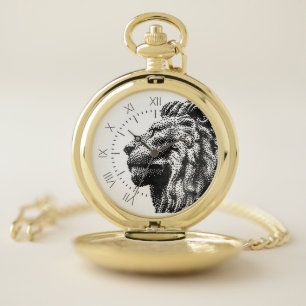 Royal Lion C64 Style Hand-Drawn Pixel Art Pocket Watch