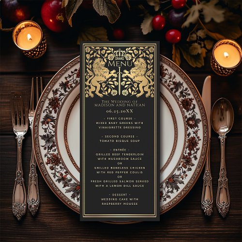 Royal Lion Medieval Sword Wedding Flat Menu