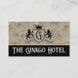 Royal Lions Crest   Vintage Ginkgo Pattern Business Card