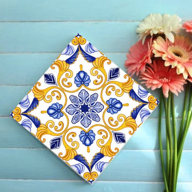 Royal Lisbon Scrollwork  Elegant Portuguese Blue  Ceramic Tile (Creator Uploaded)