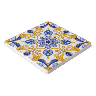 Royal Lisbon Scrollwork Elegant Portuguese Blue Trivet