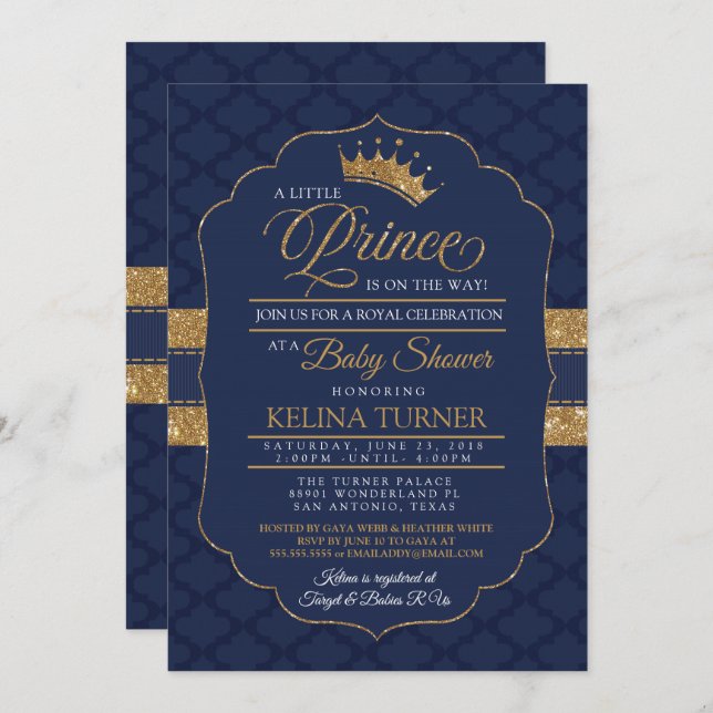 Royal Little Prince Baby Shower Invitation (Front/Back)