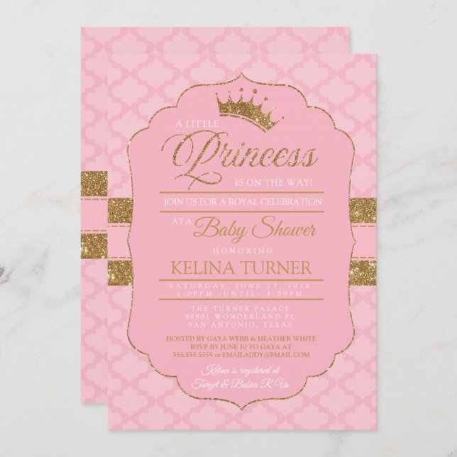Royal Little Princess Baby Shower Invitation (Front/Back)
