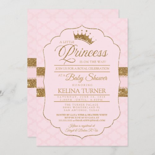 Royal Little Princess Blush Baby Shower Invitation