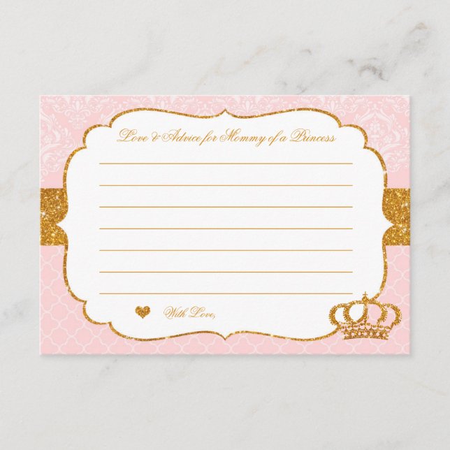 Royal Little Princess Pink and Gold Advice Card (Front)