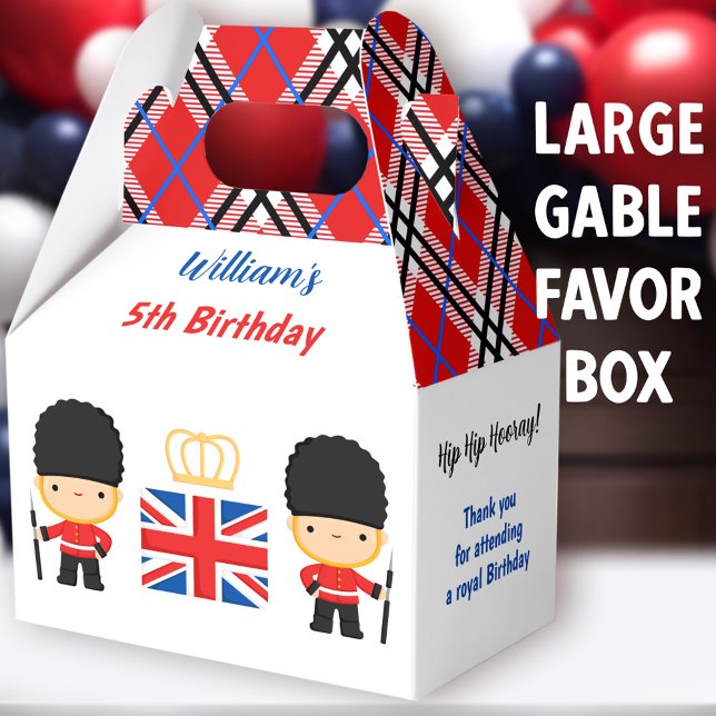 Royal London Guards British Boy Birthday Large Favor Boxes (Royal London Guards Large Gable Favor Boxes - You can choose from 3 sizes of these gable favor boxes)