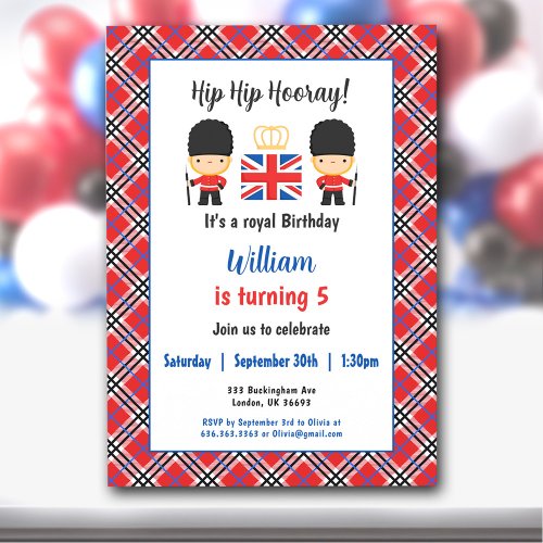 Royal London Guards British Tartan Boy Birthday Invitation