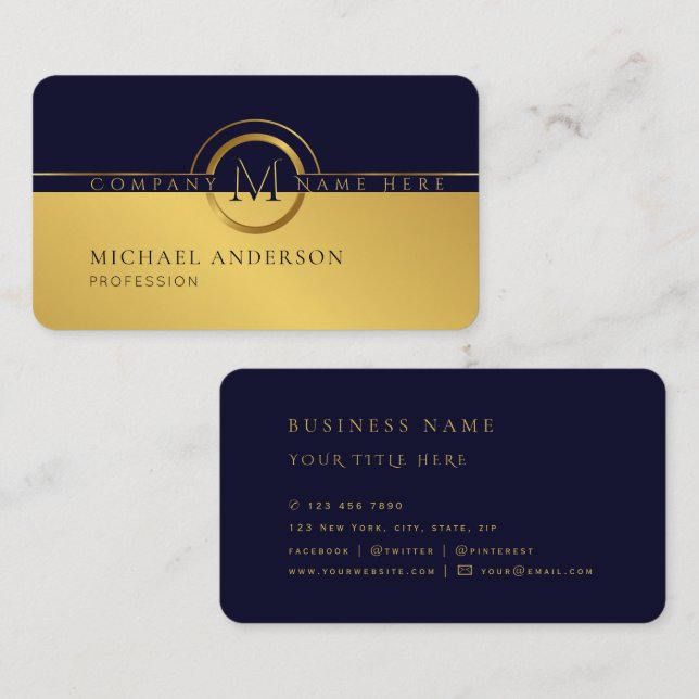 Royal Luxury Golden Round Abstract Professional Business Card (Front/Back)