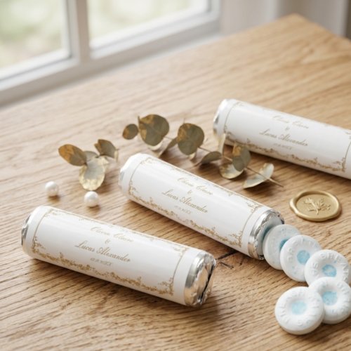 Royal luxury White and Gold Floral Wedding Breath Savers® Mints