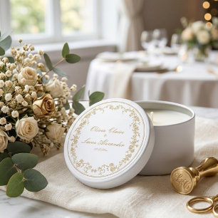 Royal luxury White and Gold Floral Wedding Mini Candle Favors