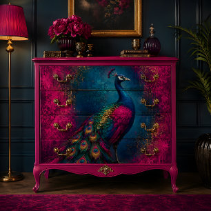Royal Magenta Peacock Decoupage Tissue Paper