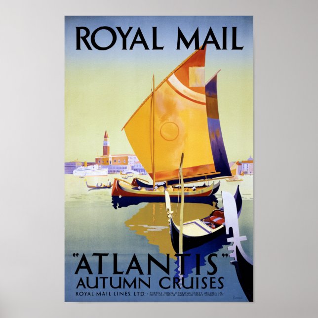 Royal Mail Atlantis Cruise Vintage Poster Restored (Front)