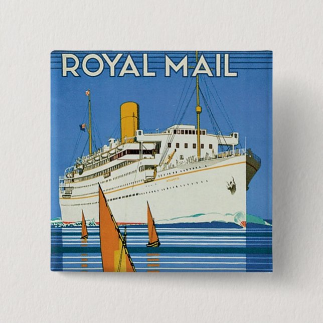 Royal Mail "Atlantis Cruises" Pinback Button (Front)