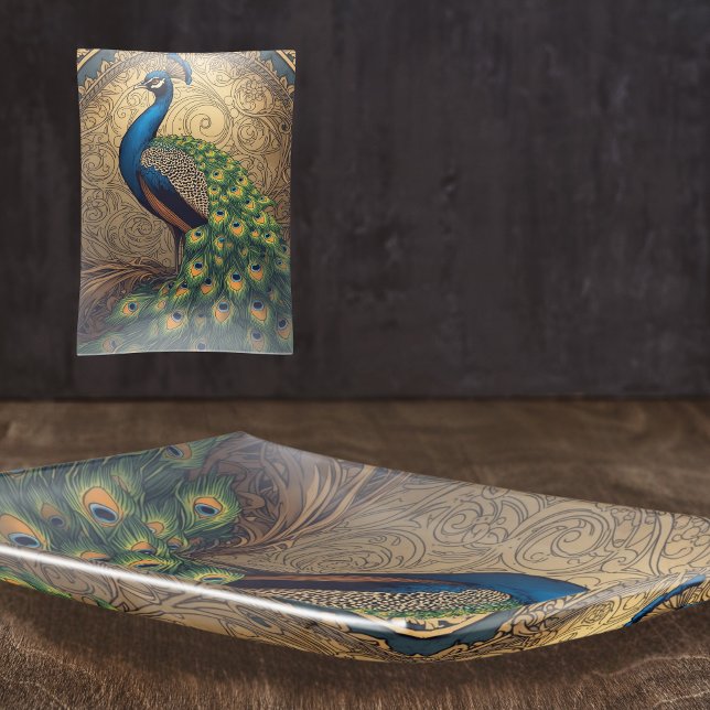 Royal Majestic Peacock Large Rectangle Trinket Tray (Creator Uploaded)