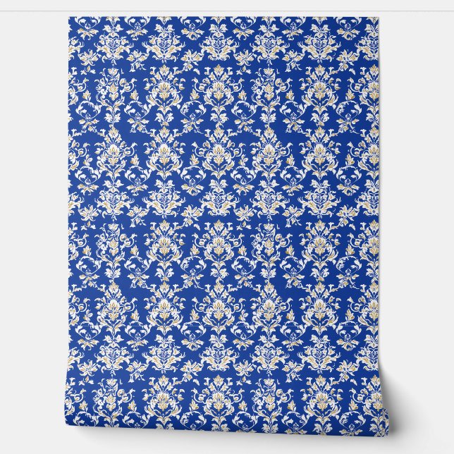 Royal Majesty Petite – Cobalt Blue, Gold, White Wallpaper (Unrolling)
