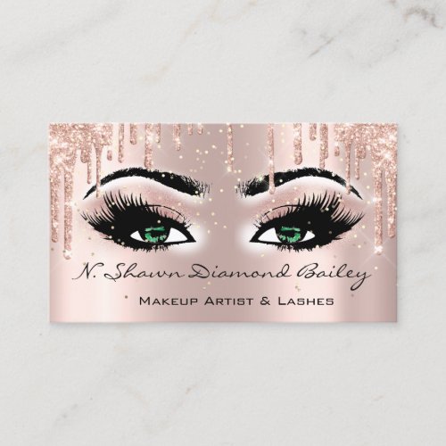 Royal Makeup Artist Lashes Confetti Drip Green Eye Business Card