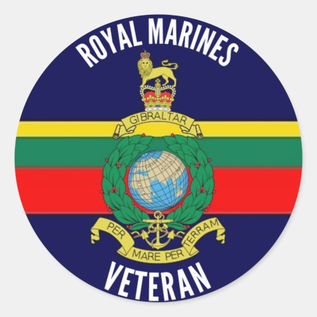Royal Marines Veteran Circle Sticker (Front)