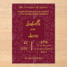 Royal Maroon ACRYLIC Customizable Invitation
