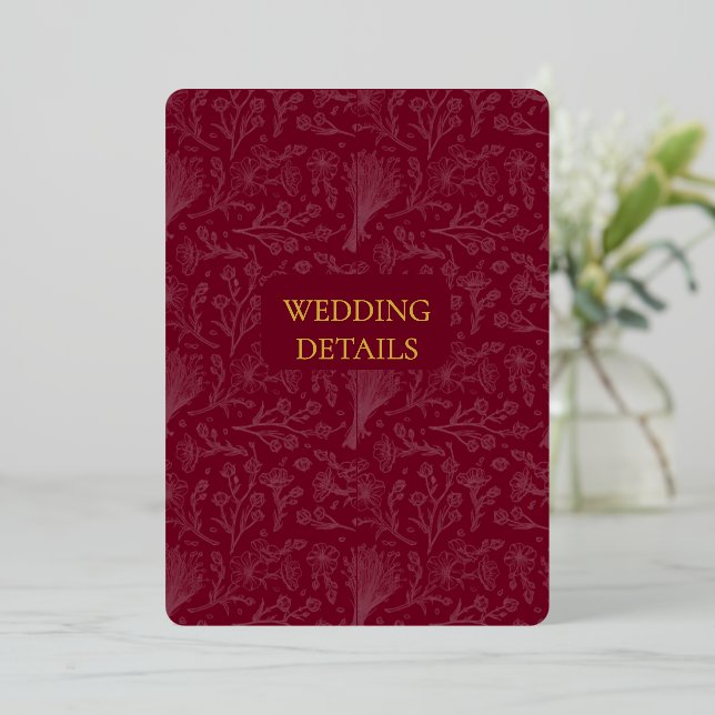 Royal Maroon Customizable Invitation Foil Invitation (Standing Front)