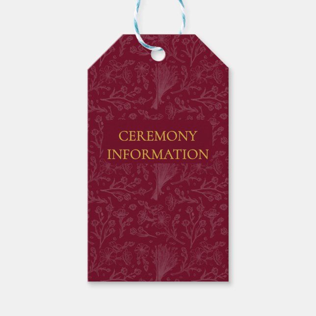 Royal Maroon Customizable Invitation Gift Tags (Front)