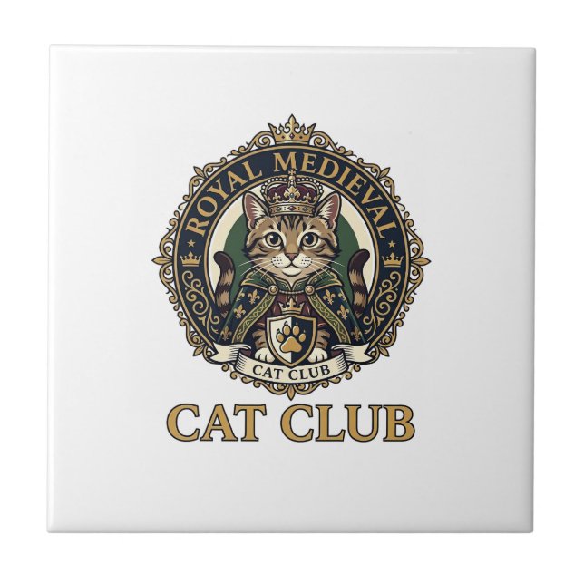 Royal Medieval Cat Cat Dad Gift Idea - Royal Medie Ceramic Tile (Front)