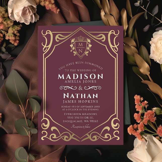 Royal Medieval Fantasy Monogram Wedding  Invitation (Creator Uploaded)