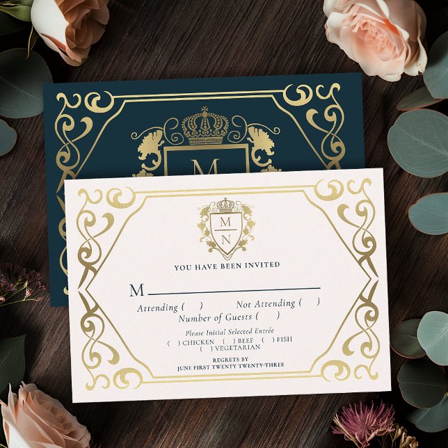 Royal Medieval Fantasy Monogram Wedding RSVP Enclosure Card (Creator Uploaded)