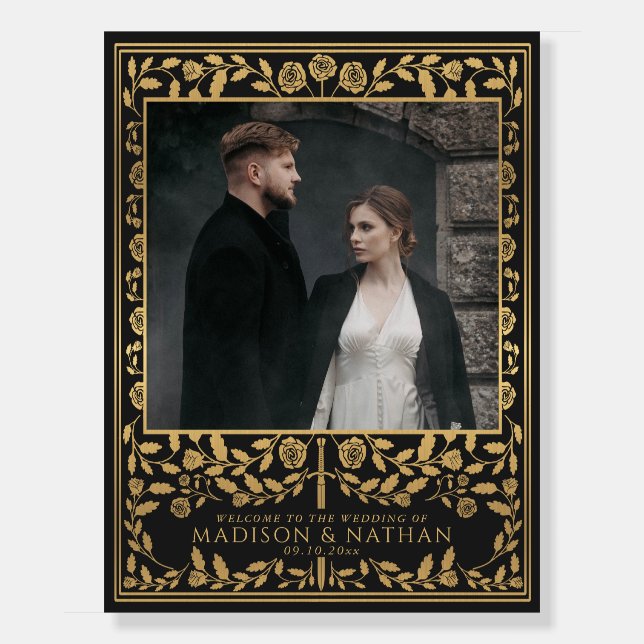 Royal Medieval Sword Wedding Photo Welcome Sign (Front)