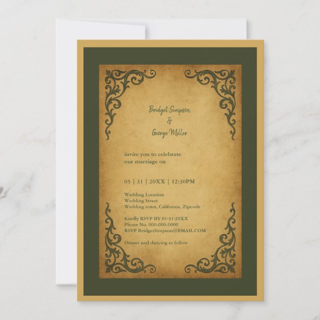 Royal Medieval Vintage Scroll Wedding Invitation (Front)