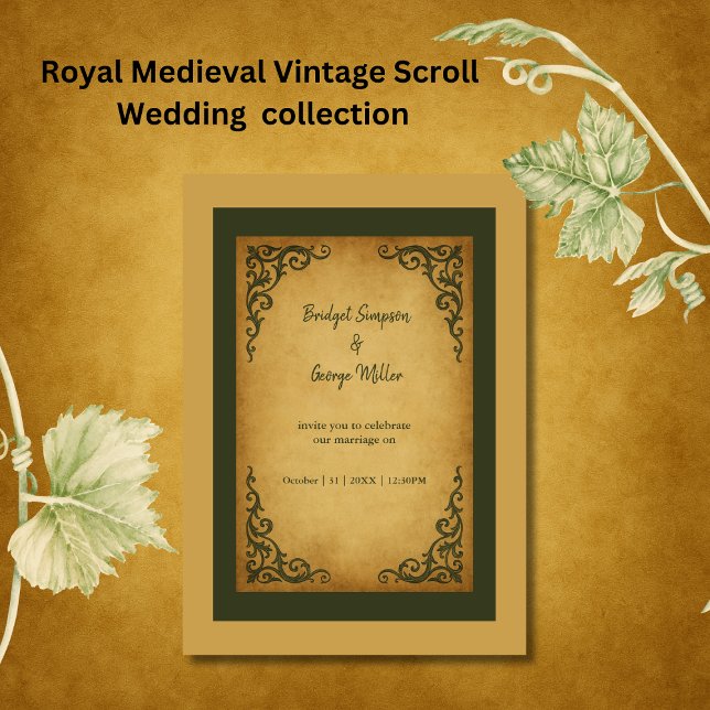 Royal Medieval Vintage Scroll Wedding Invitation (Creator Uploaded)