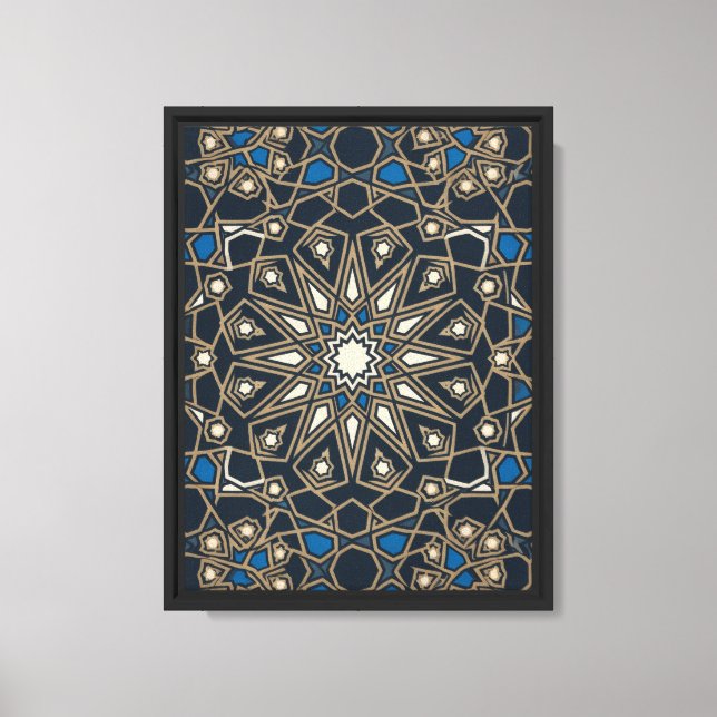 Royal Midnight & Gold Geometric Mosaic Canvas Print (Front)