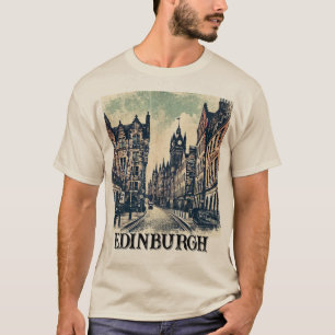 Royal Mile Edinburgh Scotland Distressed Grunge  T-Shirt