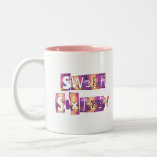 Royal Milestone Sweet Sixteen Collage Purple & C Two-Tone Coffee Mug