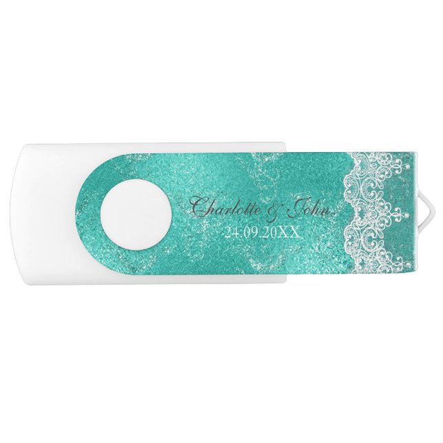 Royal Mint Blue Save Date Thank  gift 8 GB White Flash Drive (Front)