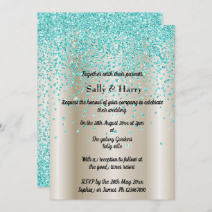Royal Mint Diamonds wedding Green crystal gold Invitation