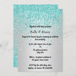 Royal Mint Diamonds wedding Green crystal Silver Invitation