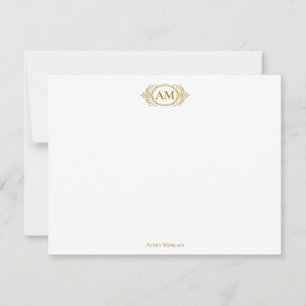 Royal Monogram Crest Luxury Gold Personalized Note Card