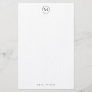 Royal Monogram Crest Smokey Grey Personalized Stationery