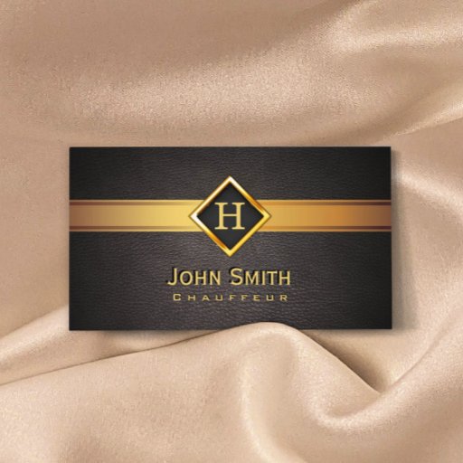 Customizable Royal Monogram Gold Label Chauffeur Business Card