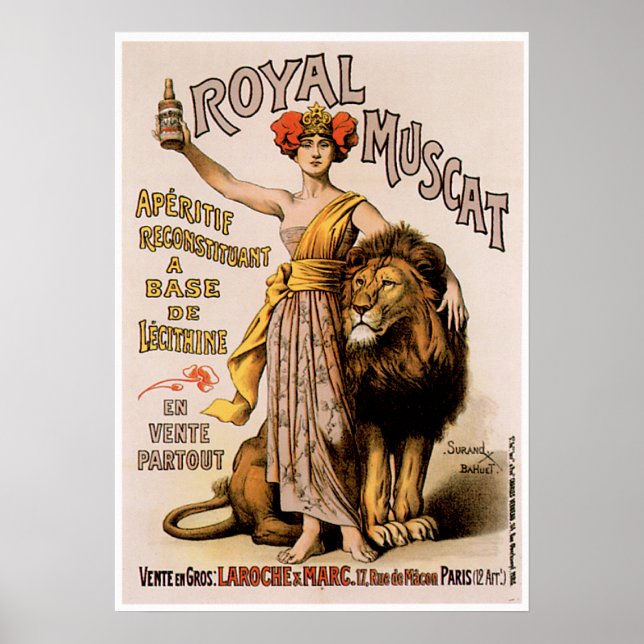 Royal Muscat Vintage Wine Drink Ad Art Poster (Front)