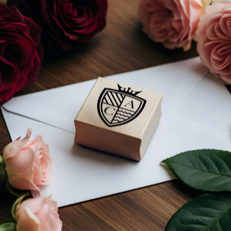 Royal Muse Medieval Crown Monogram Crest Wedding Rubber Stamp
