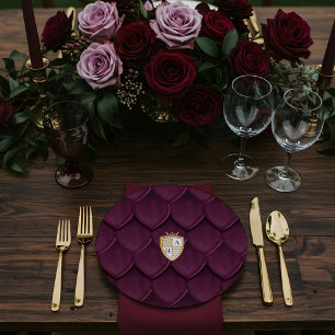 Royal Muse Medieval Dragon Fantasy Monogram Crest Paper Plates