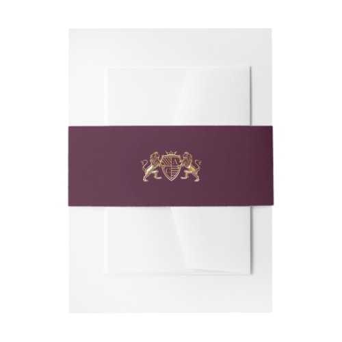 Royal Muse Medieval Fantasy Lion Emblem Wedding Invitation Belly Band