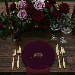 Royal Muse Medieval Fantasy Lion Emblem Wedding Paper Plates