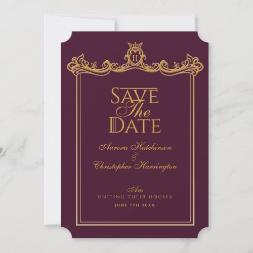 Royal Muse Medieval Fantasy Ornate Plum Wedding Save The Date