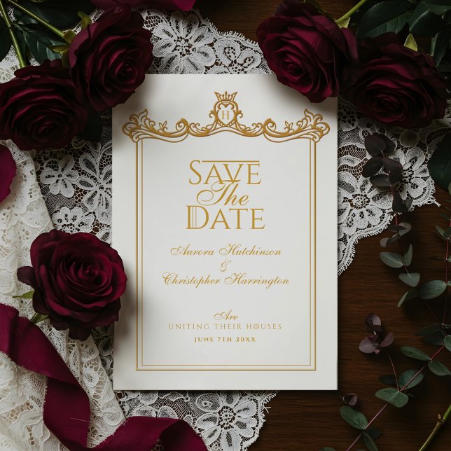 Royal Muse Medieval Fantasy Ornate Plum Wedding Save The Date (Royal Muse Medieval Fantasy Ornate Plum Wedding Save The Date)